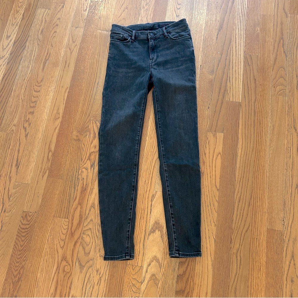Women's All Saints Grace Dark Wash Gray Denim Skinny Jeans Size 26